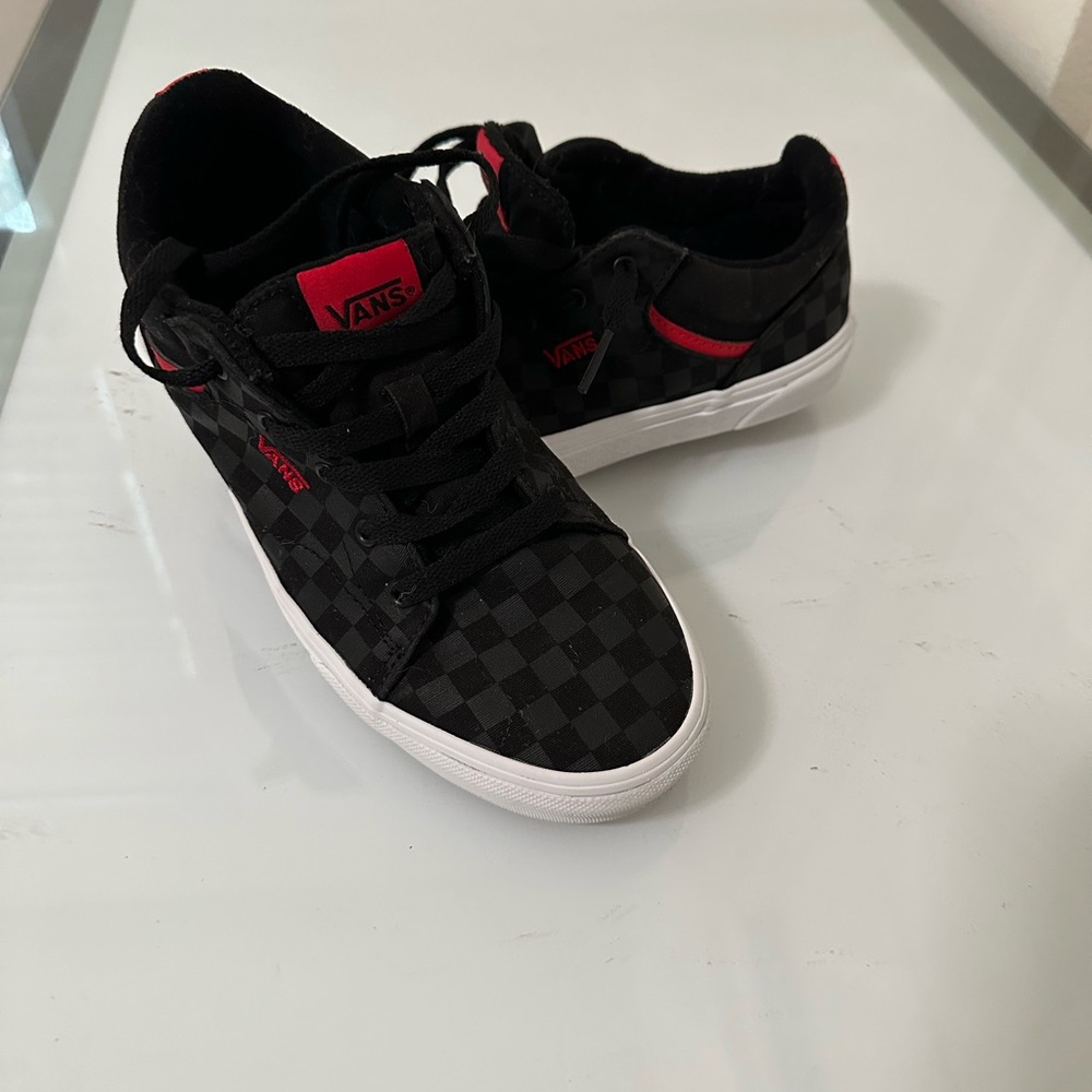 Vans Black and Red Checkered Sneakers